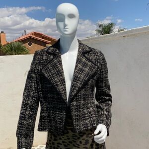 Elegant Black and White Tweed Blazer
